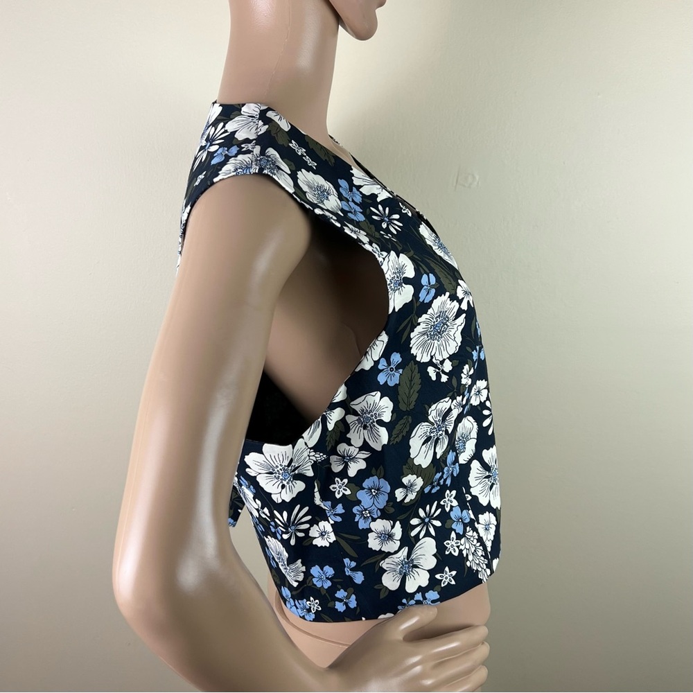 NEW VERONICA BEARD BLUE FLORAL PRINT TOP - Picture 4 of 8